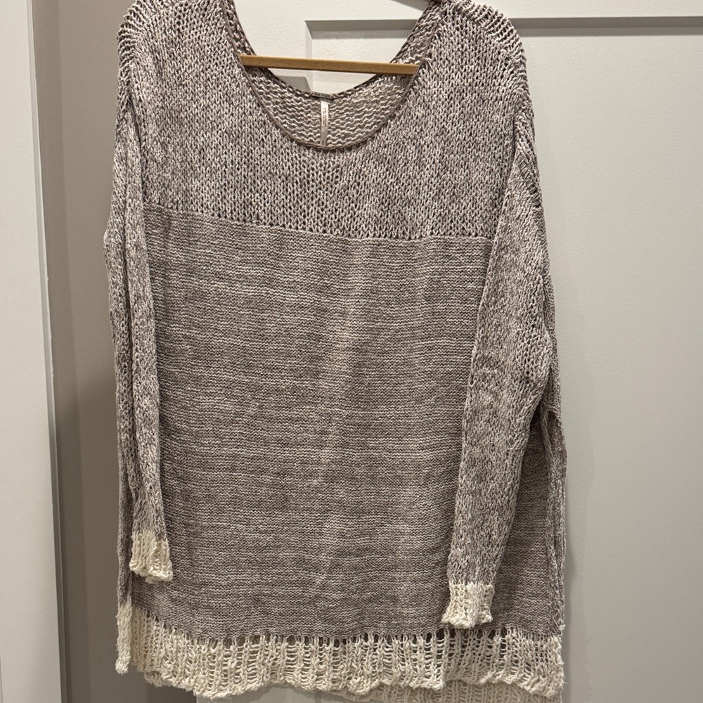 Free People Knit Sweater/Tunic- Cream and taupe